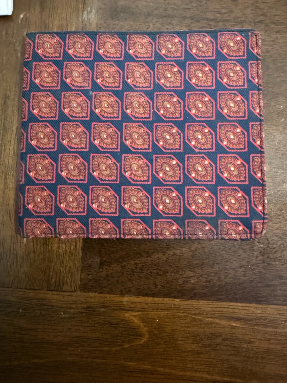 Dior Navy and Red Geometric Medallion Wallet